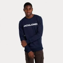 Κουπόνι ⭐ Φούτερ Jack & Jones Jaclounge O-Neck Ανδρική Μπλούζα Φούτερ NAVY BLAZER ✨