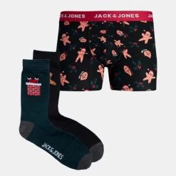 Προώθηση 🔥 Εσώρουχα Jack & Jones Jacvixen Giftbox Ανδρικό Σετ Μποξεράκι & 2-Pack Κάλτσες Black 🛒
