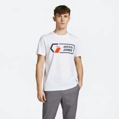 Εκπτωση ❤️ T-Shirts | Μπλούζα κοντό μανίκι Jack & Jones Ανδρικό T-shirt WHITE 🔔