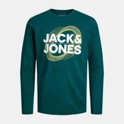 Προώθηση ⌛ Μπλούζα μακρύ μανίκι Jack & Jones Ανδρική Μπλούζα με Μακρύ Μανίκι Deep Teal 🥰