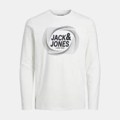 Εξοδος 👏 Μπλούζα μακρύ μανίκι Jack & Jones Ανδρική Μπλούζα με Μακρύ Μανίκι WHITE 😀