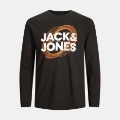 Ολοκαίνουργιο 🛒 Μπλούζα μακρύ μανίκι Jack & Jones Ανδρική Μπλούζα με Μακρύ Μανίκι BLACK ⭐