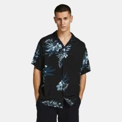 ΧΟΝΔΡΙΚΟ ΕΜΠΟΡΙΟ 🤩 Κοντομάνικα Πουκάμισα Jack & Jones Tropical Ανδρικό Κοντομάνικο Πουκάμισο ASPHALT 💯