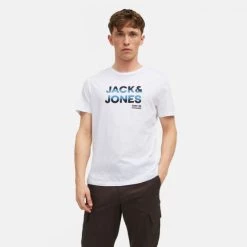 Flash Sale ✔️ T-Shirts | Μπλούζα κοντό μανίκι Jack & Jones Ανδρικό T-Shirt WHITE 🔔