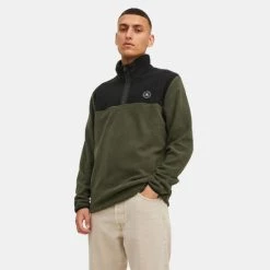 Best Pirce 😀 Φούτερ Jack & Jones Tech Polar Ανδρική Μπλούζα Φούτερ Forest Night 🎉