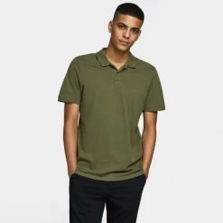 Ολοκαίνουργιο 🎁 Πόλο Τ-shirts Jack & Jones Ανδρικό Πόλο T-shirt OLIVE NIGHT 🧨