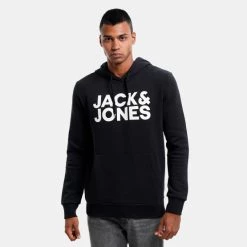Το φθηνότερο 🥰 Μπλούζες με Κουκούλα Jack & Jones Ανδρική Μπλούζα με Κουκούλα Black 🎁