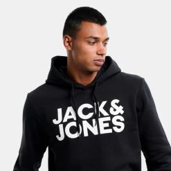 Το φθηνότερο 🥰 Μπλούζες με Κουκούλα Jack & Jones Ανδρική Μπλούζα με Κουκούλα Black 🎁 -Jack-Jones Κατάστημα jack jones jjecorp logo sweat hood noos 3