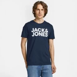 Αγορά 🎁 T-Shirts | Μπλούζα κοντό μανίκι Jack & Jones Logo Ανδρικό T-shirt NAVY BLAZER 🛒