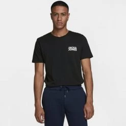 Καλύτερη πώληση 🧨 T-Shirts | Μπλούζα κοντό μανίκι Jack & Jones Logo Ανδρικό T-shirt Black 🧨