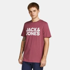 Ολοκαίνουργιο ⌛ T-Shirts | Μπλούζα κοντό μανίκι Jack & Jones Logo Ανδρικό T-shirt Hawthorn Rose 🔥