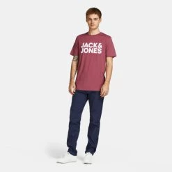 Ολοκαίνουργιο ⌛ T-Shirts | Μπλούζα κοντό μανίκι Jack & Jones Logo Ανδρικό T-shirt Hawthorn Rose 🔥 -Jack-Jones Κατάστημα jack jones jjecorp logo tee ss o neck noos 4