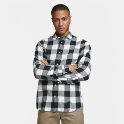 Εξοδος 🔔 Πουκάμισα Jack & Jones Gingham Checked Ανδρικό Πουκάμισο WHISPER WHITE 🌟