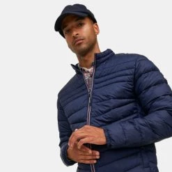 Το φθηνότερο 🛒 Μπουφάν Jack & Jones Ανδρικό Μπουφάν NAVY BLAZER 😍 -Jack-Jones Κατάστημα jack jones jjehero puffer collar noos 5