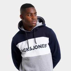 Αγορά ✔️ Μπλούζες με Κουκούλα Jack & Jones Jjelogo Blocking Sweat Ανδρική Μπλούζα με Κουκούλα NAVY BLAZER ✔️ -Jack-Jones Κατάστημα jack jones jjelogo blocking sweat hood noos 2