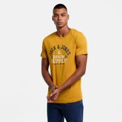 Best Pirce ❤️ T-Shirts | Μπλούζα κοντό μανίκι Jack & Jones Ανδρικό T-shirt HARVEST GOLD ✨