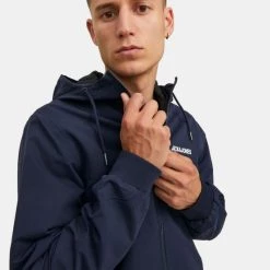 Ολοκαίνουργιο 🛒 Ζακέτες Jack & Jones Jjerush Ανδρικό Μπουφάν NAVY BLAZER 👍 -Jack-Jones Κατάστημα jack jones jjerush hood bomber noos 2