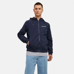 Ολοκαίνουργιο 🛒 Ζακέτες Jack & Jones Jjerush Ανδρικό Μπουφάν NAVY BLAZER 👍