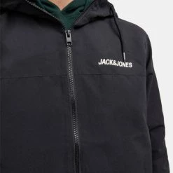 Προϋπολογισμός 🧨 Μπουφάν Jack & Jones Jjerush Ανδρικό Μπουφάν Black 😀 -Jack-Jones Κατάστημα jack jones jjerush hood bomber noos 9
