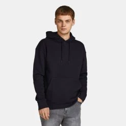Πολύ καλή προσφορά ⌛ Μπλούζες με Κουκούλα Jack & Jones Basic Ανδρική Μπλούζα με Κουκούλα BLACK 🔔