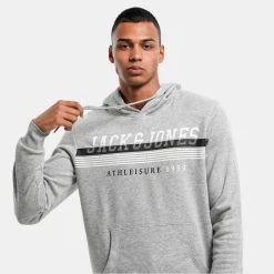 Τοπ 10 😀 Μπλούζες με Κουκούλα Jack & Jones Ανδρική Μπλούζα με Κουκούλα LIGHT GREY MELANGE 😍 -Jack-Jones Κατάστημα jack jones jjiron sweat hood 10