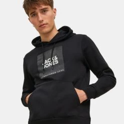Εκπτωση 😍 Μπλούζες με Κουκούλα Jack & Jones Jjlock Ανδρική Μπλούζα με Κουκούλα BLACK 🥰 -Jack-Jones Κατάστημα jack jones jjlock sweat hood 13