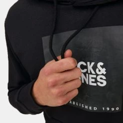 Εκπτωση 😍 Μπλούζες με Κουκούλα Jack & Jones Jjlock Ανδρική Μπλούζα με Κουκούλα BLACK 🥰 -Jack-Jones Κατάστημα jack jones jjlock sweat hood 14