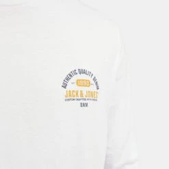 Best Pirce 👍 Μπλούζα μακρύ μανίκι Jack & Jones Ανδρική Μπλούζα με Μακρύ Μανίκι White 👏 -Jack-Jones Κατάστημα jack jones jjstamp tee ls crew neck 4