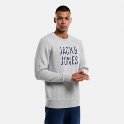 Καλύτερη πώληση 👏 Φούτερ Jack & Jones Ανδρική Μπλούζα με Μακρύ Μανίκι Light Grey Melange ❤️