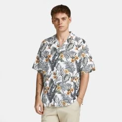 Εκπτωση ✨ Κοντομάνικα Πουκάμισα Jack & Jones Resort Ανδρικό Κοντομάνικο Πουκάμισο WHITE 🧨