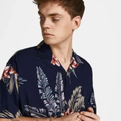 Best Pirce ⭐ Κοντομάνικα Πουκάμισα Jack & Jones Resort Ανδρικό Κοντομάνικο Πουκάμισο NAVY BLAZER 🔥 -Jack-Jones Κατάστημα jack jones jprblatropic resort shirt s s relax s 8
