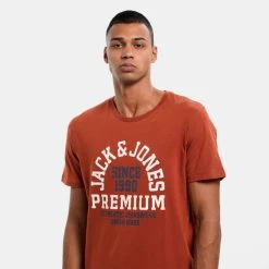 Ολοκαίνουργιο ⌛ T-Shirts | Μπλούζα κοντό μανίκι Jack & Jones Ανδρικό T-Shirt Roasted Russet 🥰 -Jack-Jones Κατάστημα jack jones jprblubooster ss tee crew neck sep 22 6