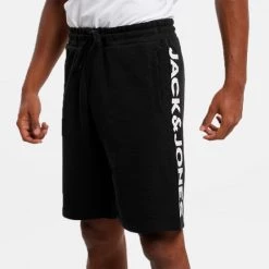 Best Pirce 👍 Σορτς | Βερμούδες Jack & Jones Side Ανδρικό Σορτς BLACK 😍 -Jack-Jones Κατάστημα jack jones jpstlogo sweat shorts im 9